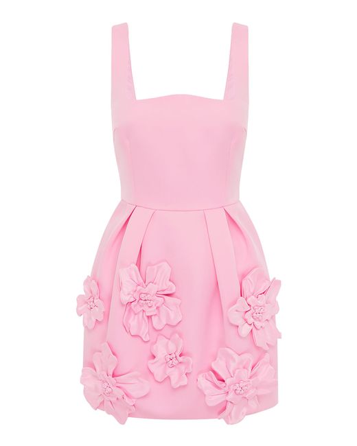 LEO LIN Pink Piper Flower-Appliquéd Mini Drses