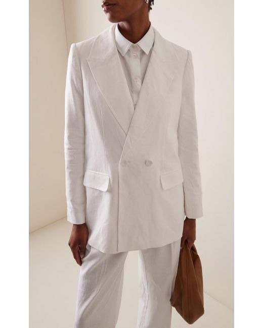 FAVORITE DAUGHTER White Exclusive Suits You Linen Blazer