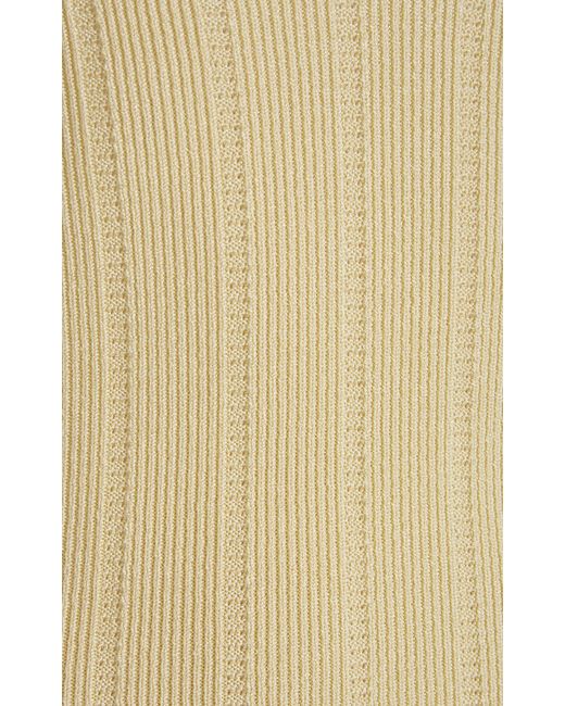 Jacquemus White Sierra Charm-detailed Ribbed-knit Midi Dress