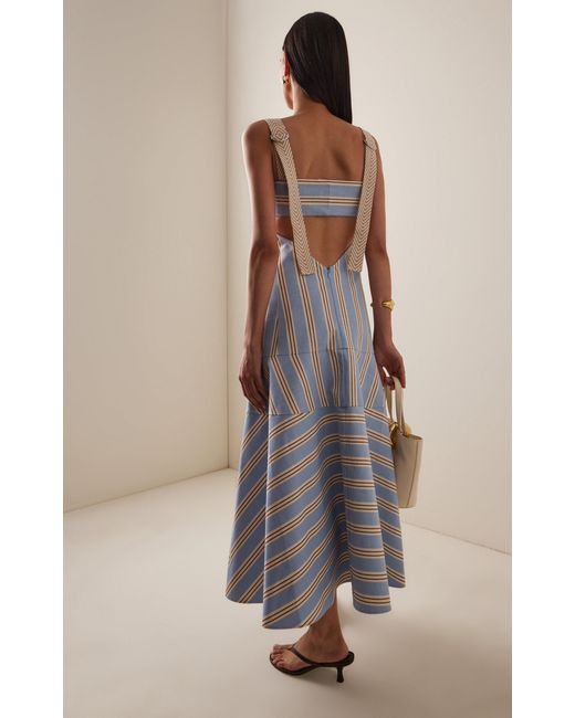 Alexis Talette Striped Cutout Cotton Midi Dress in White | Lyst Australia