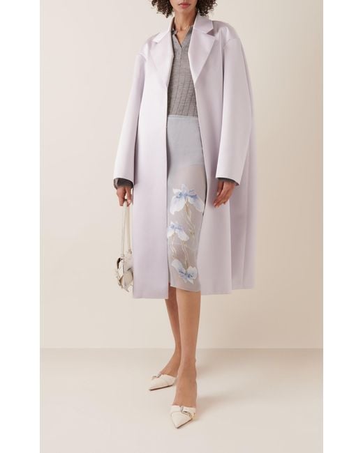 Givenchy White Iris-printed Silk Midi Skirt