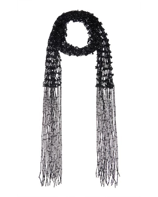 Dries Van Noten Black Handmade Beaded Scarf Necklace