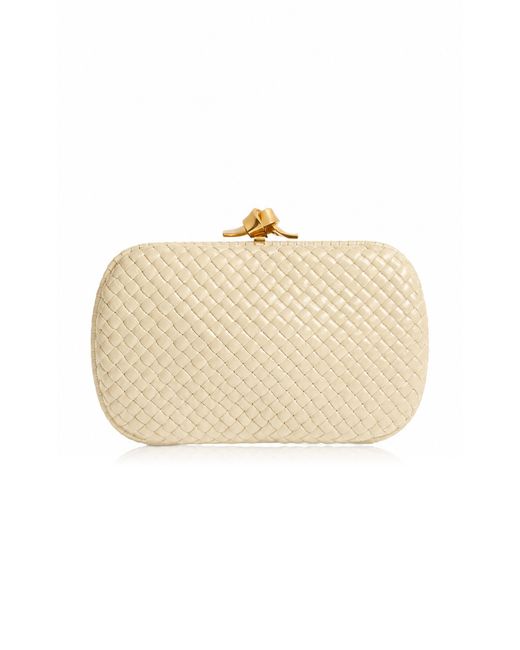 Bottega Veneta Natural Soft Knot Intrecciato Leather Clutch