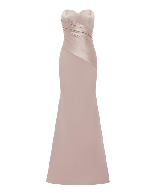 Alex Perry Pink Sweetheart Draped Duchess Satin Georgette Gown