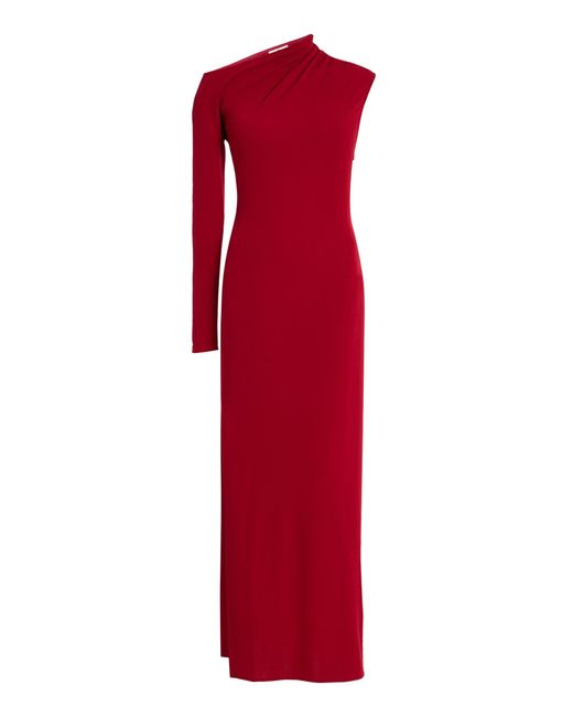 Courrã¨ges Red One-Shoulder Crepe-Jersey Maxi Dress