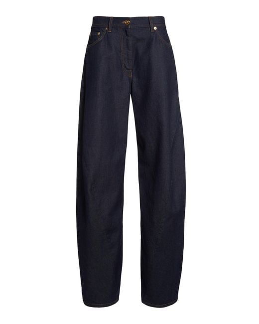 Versace Blue La Vacanza Rigid High-Rise Barrel Jeans