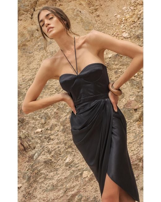 ANDRES OTALORA Blue Laguna Salada Wrap-Effect Silk-Charmeuse Midi Dress