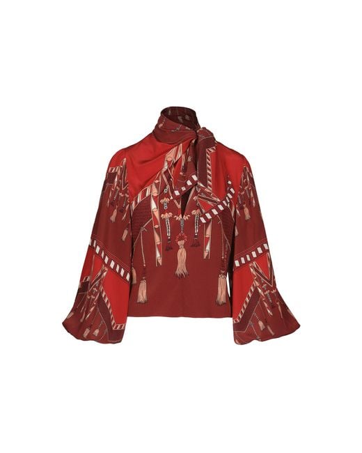 Johanna Ortiz Red Maps Of The South Silk Top