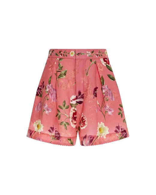 Agua Bendita Red Maratea Linen Mini Shorts