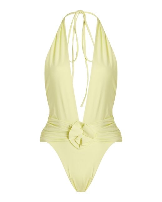 Maygel Coronel Yellow Exclusive Serra Plunged One-piece Swimsuit