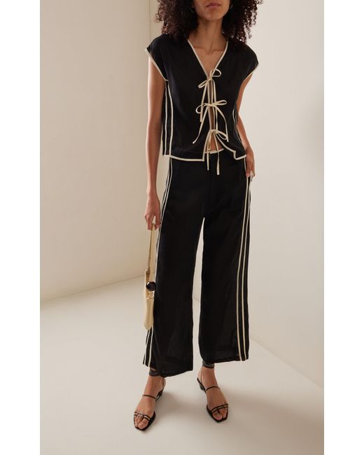 All That Remains Black Ana Cropped Silk Wide-leg Pants