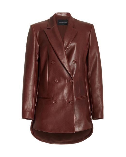 Brandon Maxwell Brown The Kennedi Leather Blazer Jacket