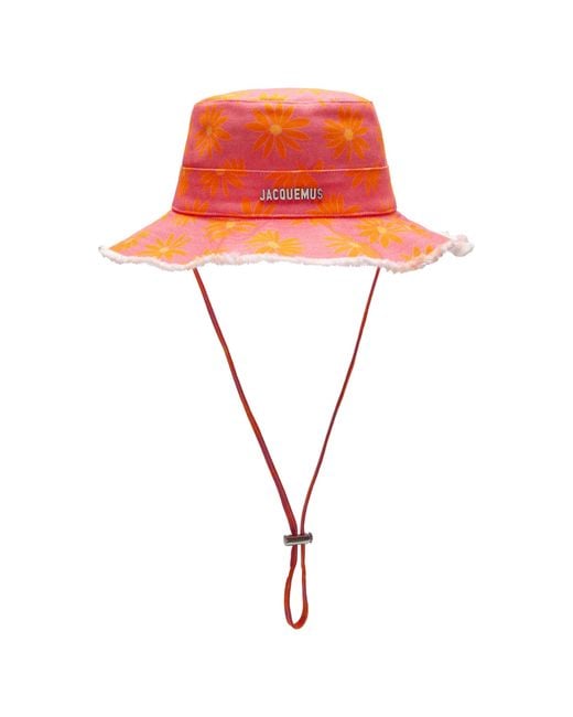 Jacquemus Pink Le Bob Artichaut Floral Cotton Bucket Hat