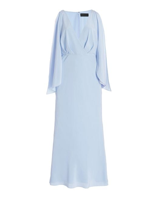 Brandon Maxwell Blue The Camille Gathered Silk Crepe De Chine Maxi Dress
