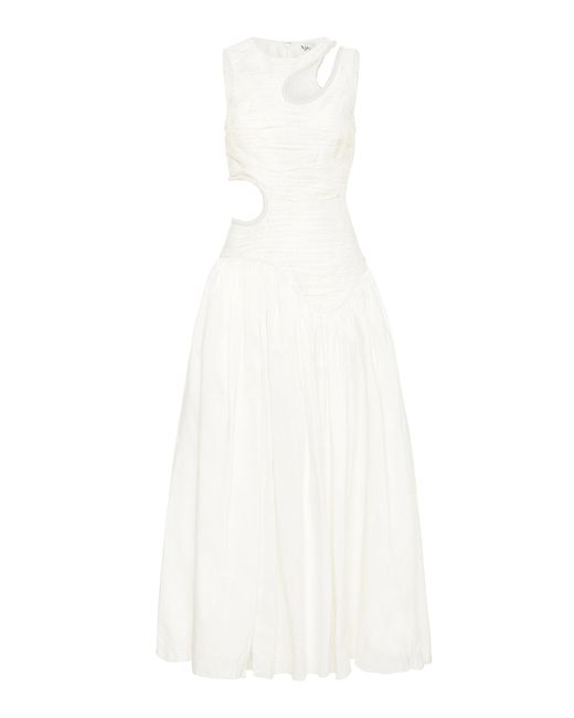 Aje. White Jolie Abstract Cut Out Midi Dress