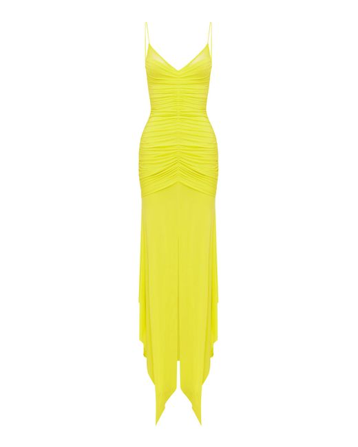 Alex Perry Yellow Bikini Ruched Jersey Gown
