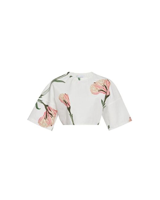 Giambattista Valli White Printed Cotton Poplin Top