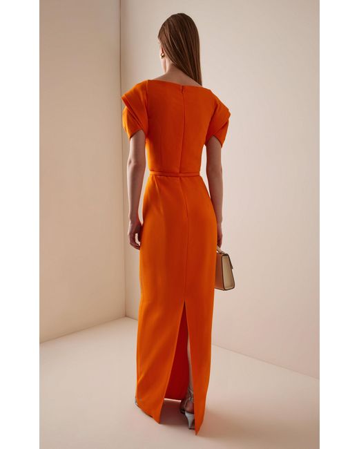 Oscar de la Renta Orange Stretch-cady Column Gown