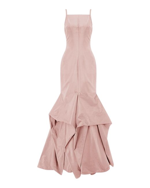 Marmar Halim Pink Fish-Cut Taffeta Mermaid Maxi Dress