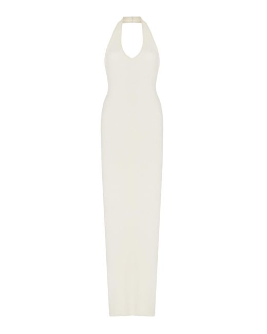 TERNE Jersey Maxi Halter Dress in White | Lyst