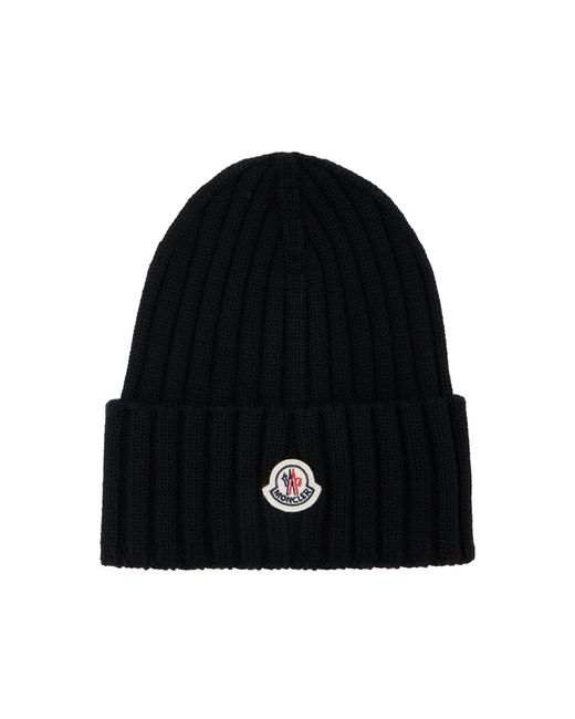 Moncler Black Ribbed-knit Wool Beanie