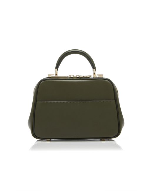 Valextra Green Serie S Mini Glossy Leather Bag