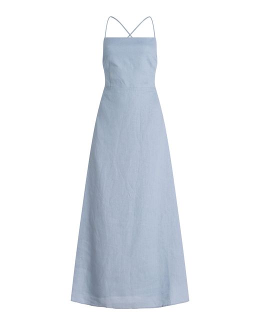 Posse Blue Exclusive Riviera Lori Open-Back Linen Maxi Dress