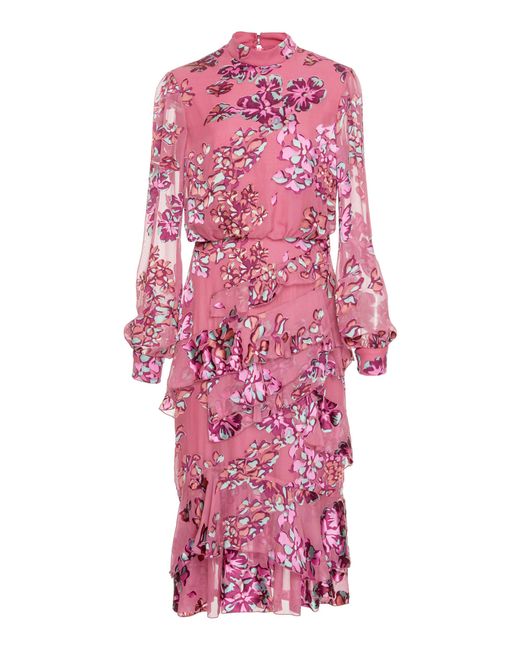 Saloni Pink Isa Ruffle Dress