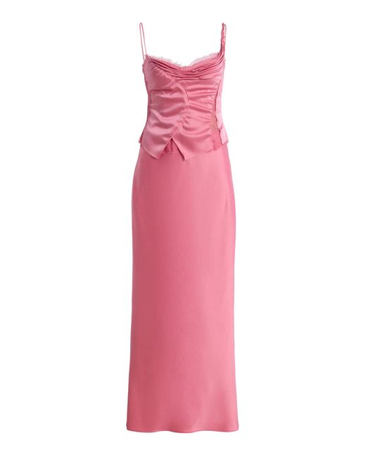 Alejandra Alonso Rojas Pink Hand-Draped Satin Bustier Dress