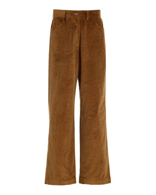 House of Dagmar Brown Organic Cotton Corduroy Wide-leg Pants
