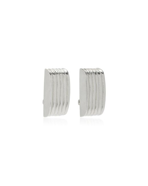 Ben-Amun White Ribbed Silver-plated Earrings