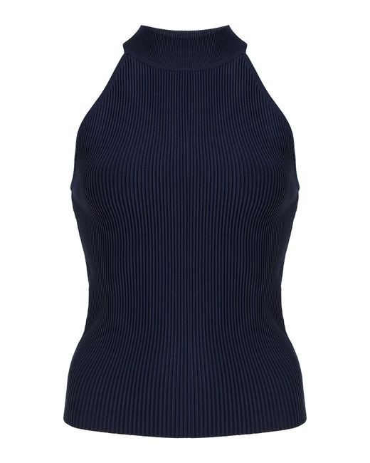 DL1961 Blue Mock Neck Instasculpt Rib Top