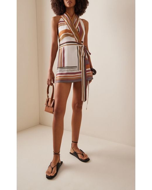 SIR. Exclusive Caprera Wrapped Silk Halter Mini Dress in White | Lyst