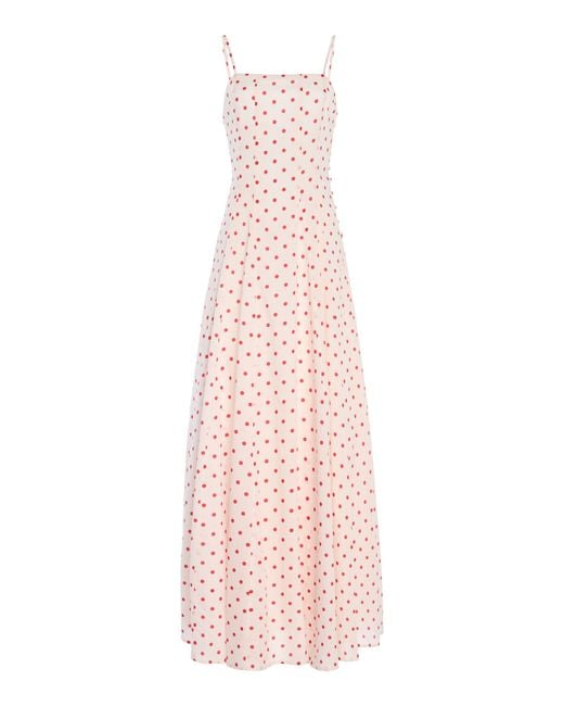 Posse Pink Paloma Polka-Dot Cotton Maxi Dress