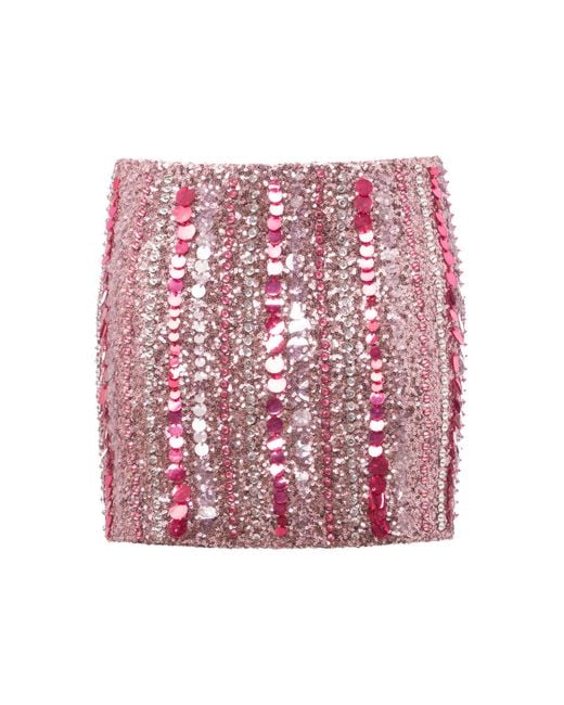 DES_PHEMMES Pink Micro Sequined Mini Skirt