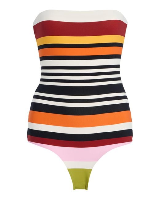 Cala De La Cruz Red Alison Strapless One-Piece Swimsuit