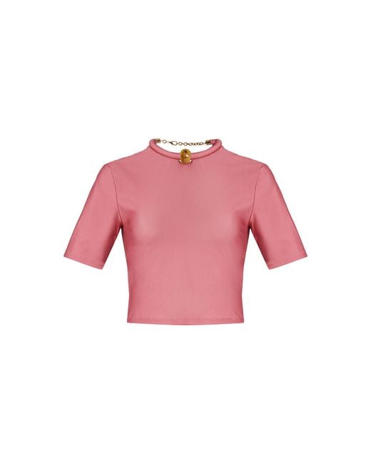 Silvia Tcherassi Pink Exclusive Rio Cropped Jersey Top