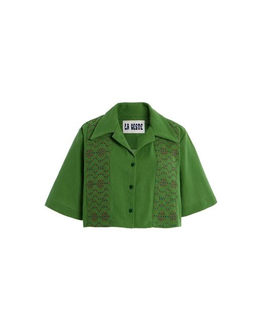La Veste Green Juggle Patchwork Cotton Shirt