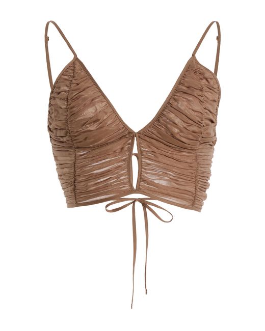 Moré Noir Brown South Cotton-Silk Voile Top