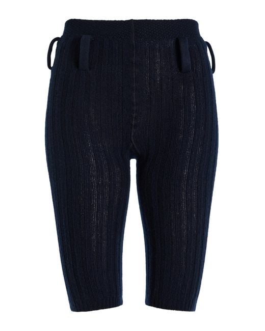 Prada Blue Ribbed-Knit Cotton Shorts