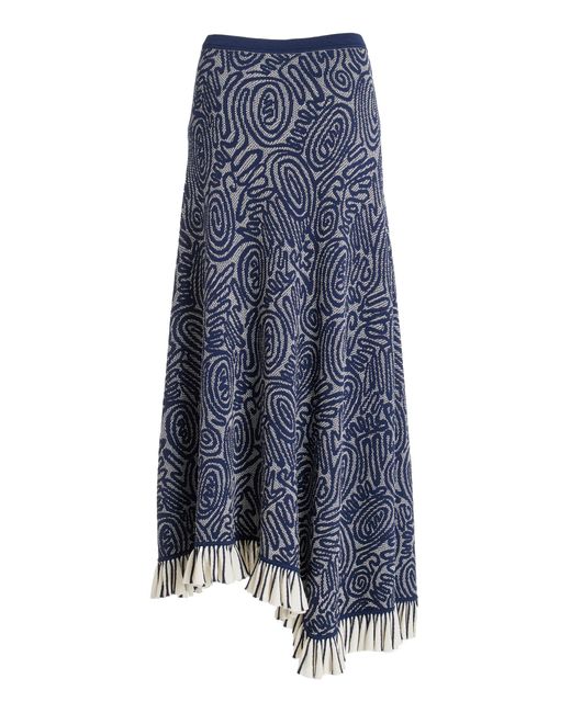 Ulla Johnson Blue Josephine Ruffled Knit Maxi Skirt