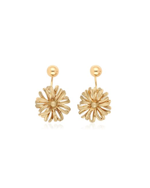 Dries Van Noten Metallic Bloom Brass Earrings
