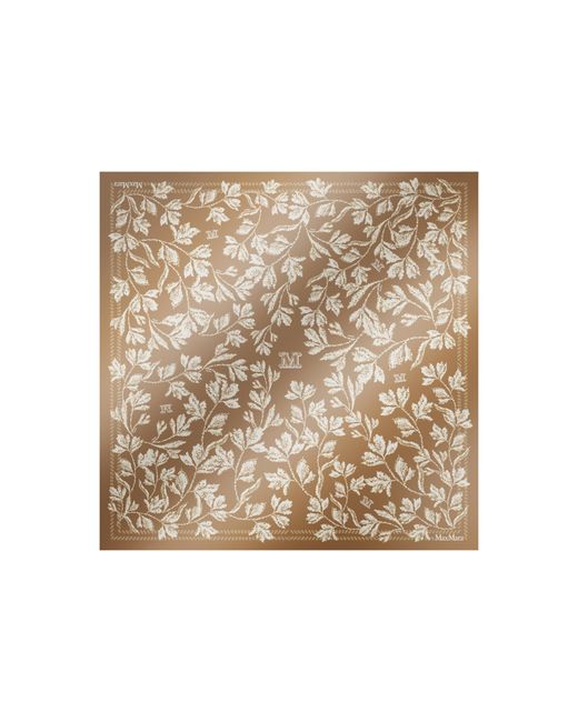 Max Mara Natural Printed Silk Twill Oversized Scarf