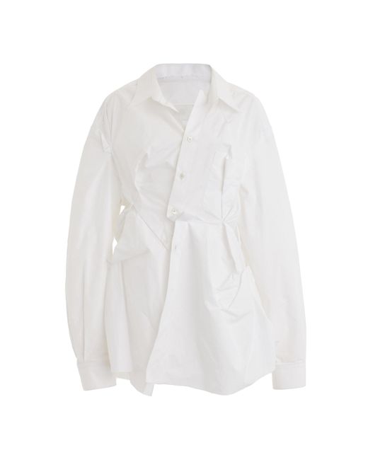 Maison Margiela White Gathered Cotton Shirt