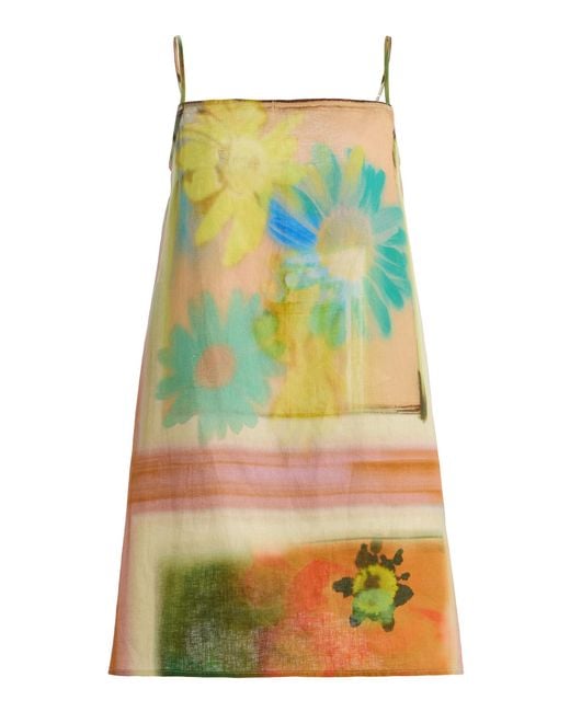 Staud Multicolor Laura Linen Mini Dress