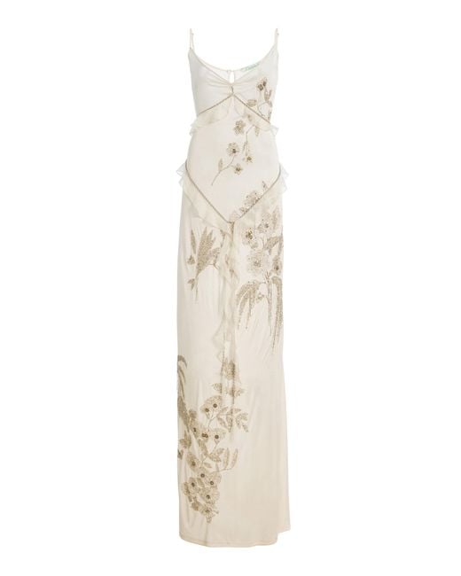 Wiederhoeft White Exclusive Embellished Jersey Maxi Dress