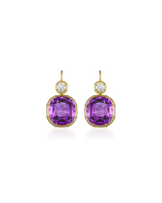 Mindi Mond New York Pink Imperial 18K Amethyst; Diamond Earrings