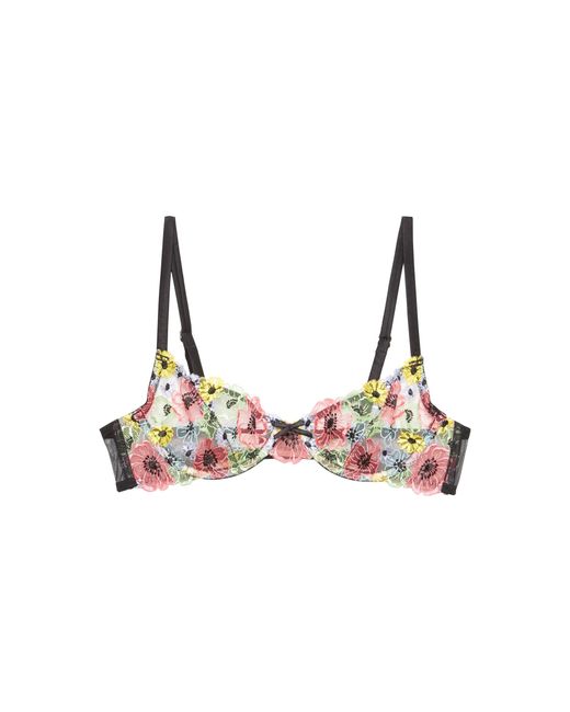 Fleur du Mal Black Azalea Embroidered Bra