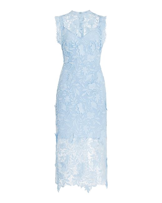 Monique Lhuillier Blue Guipure-lace Midi Dress