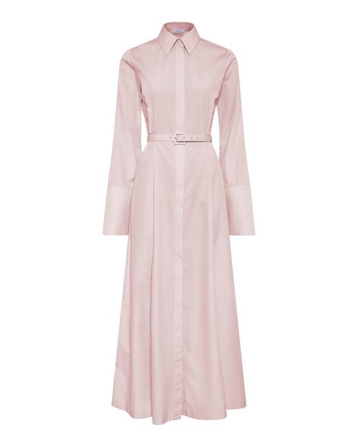 Gabriela Hearst Pink Carmina Belted Cotton Maxi Shirt Dress